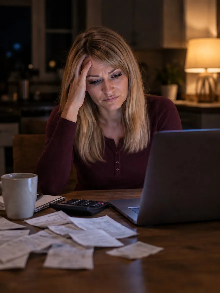 Owner doing payroll by hand late at night